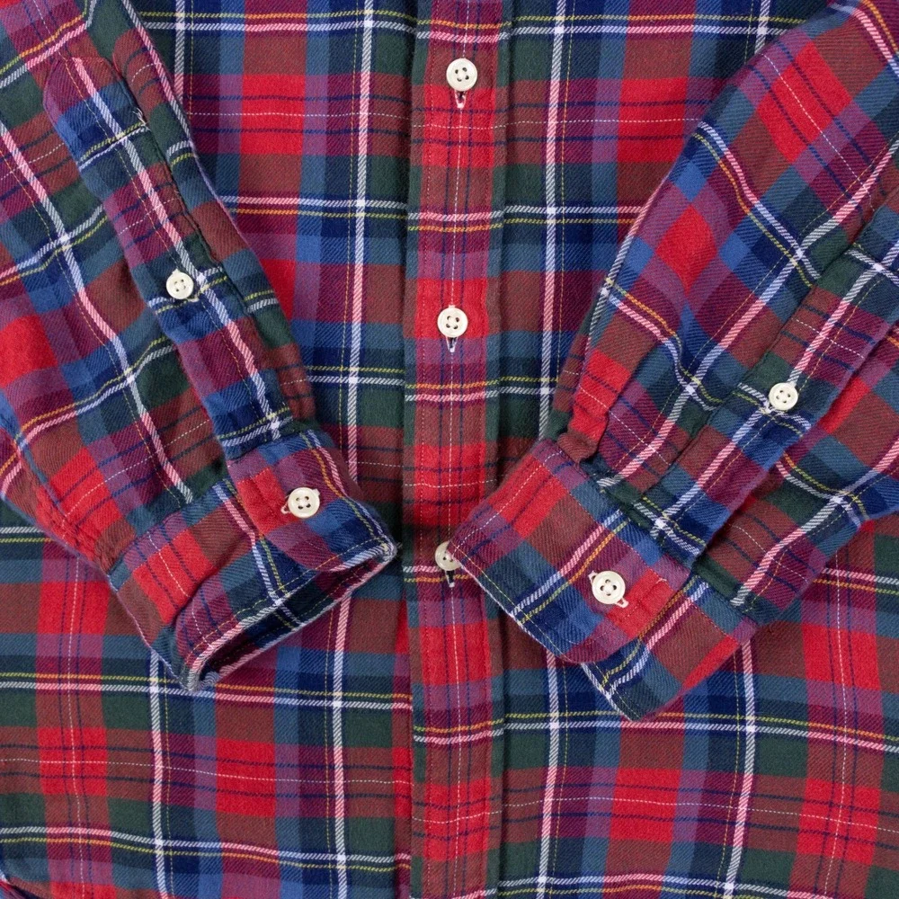 Polo Ralph Lauren Classic Fit Flannel Mens M Red Blue Plaid Cotton Work Shirt